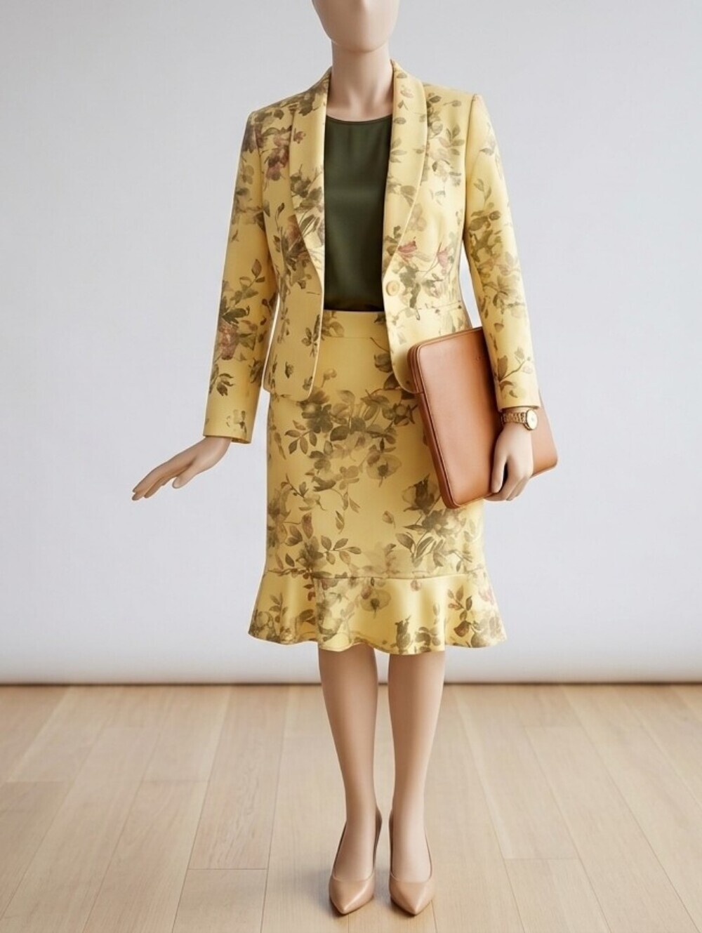 Chic Floral 2-Piece Blazer & Skirt Suit Set Size (12 ) NWT